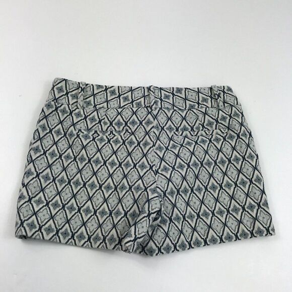 LOFT Womens Jacquard Shorts Blue Ivory Stretch Cotton Mid Rise Pockets Size 4 - Picture 10 of 11